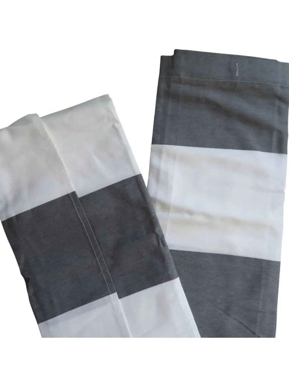 Kassatex Fine Linens Hampton Stripe Shower Curtain White Gray 100% Cotton NEW